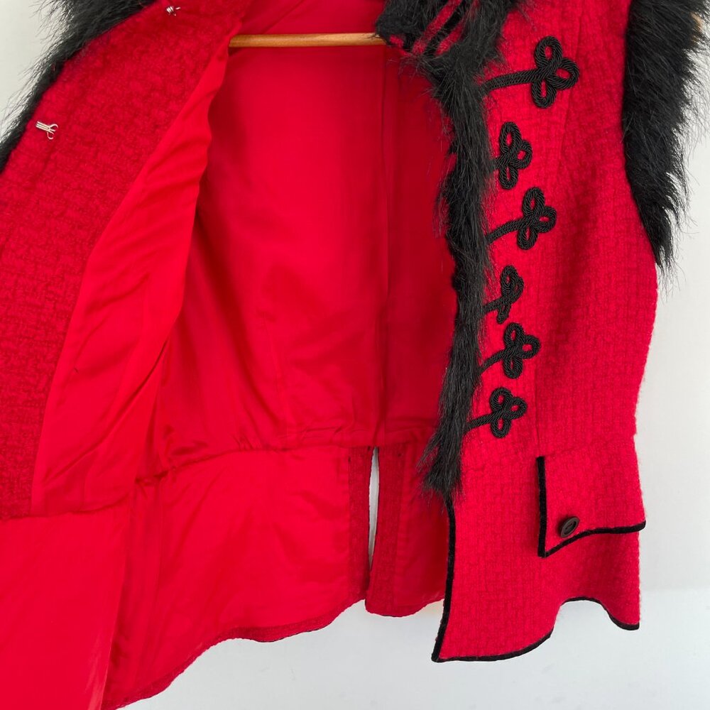 VTG Y2K Simon Chang Red Napoleon Military Nutcracker Vest Soutache Hussar Sz 10 - Picture 10 of 15
